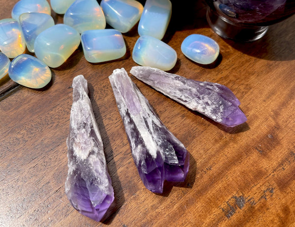 Natural Raw Elestial Amethyst Points