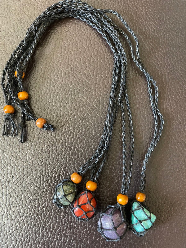 Hemp cord crystal necklace